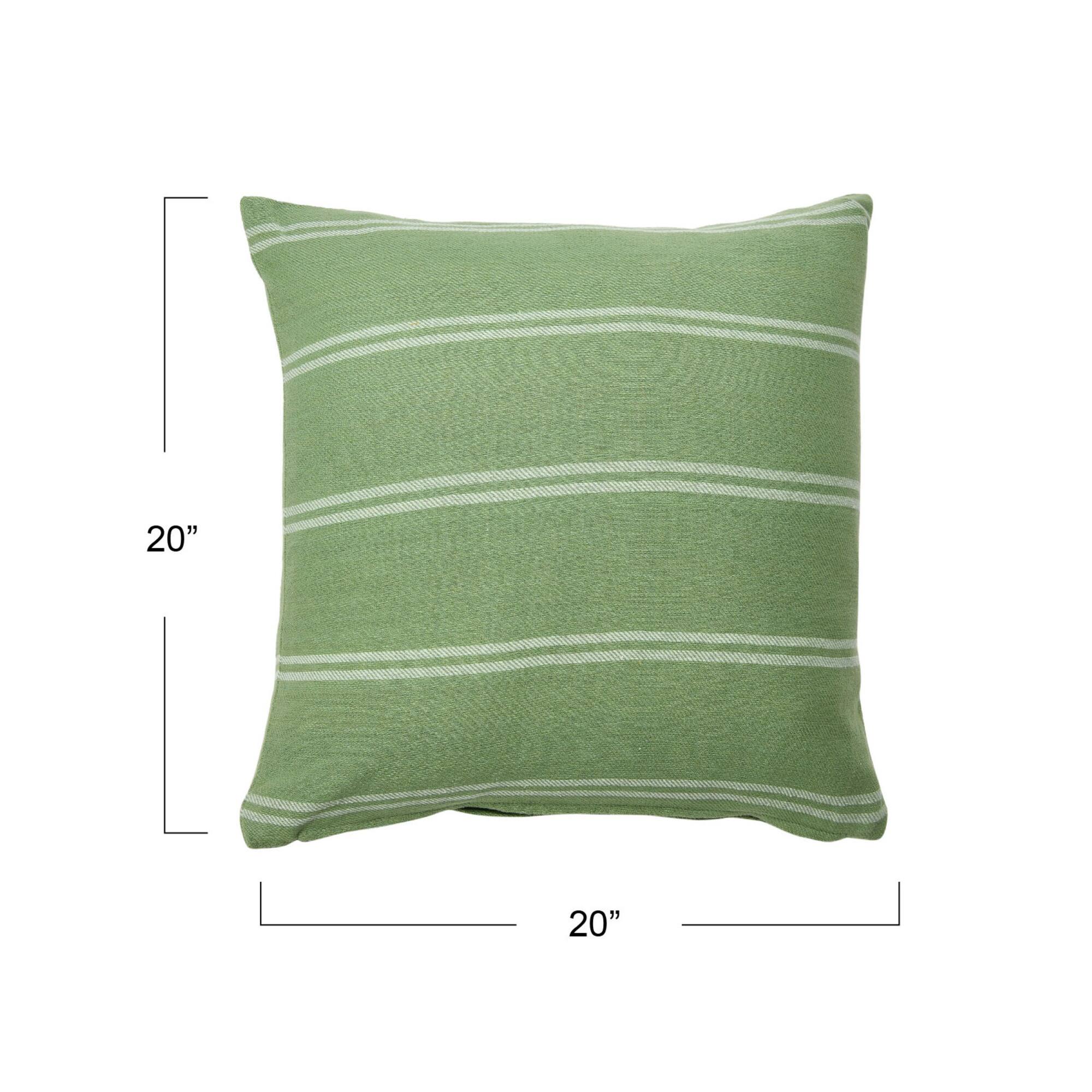 Hello Honey® Green Square Interwoven Double-Striped Cotton Pillow Cover